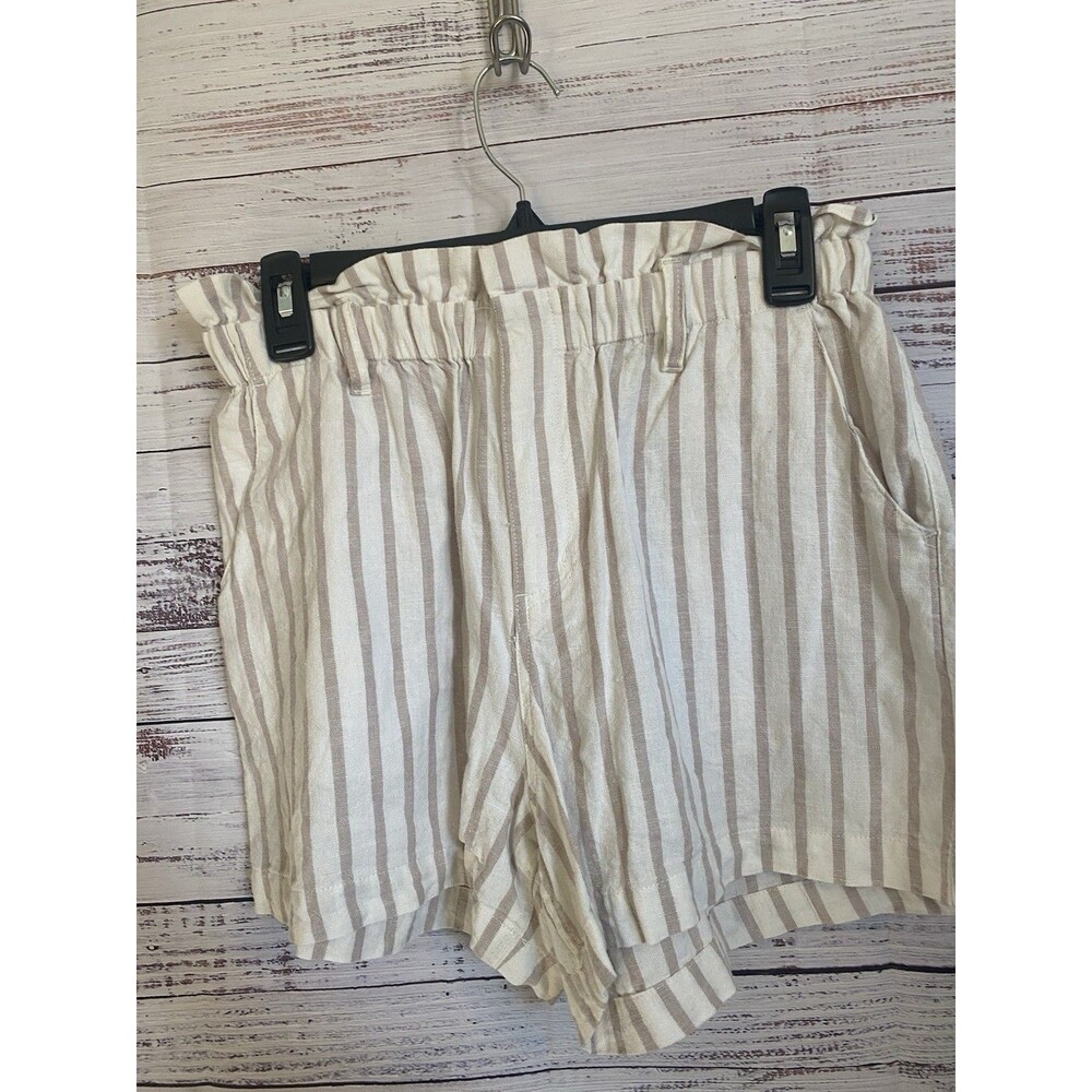 Sam Edelman Women's Utility Trouser Short Striped Cotton Size 29 elastic waist